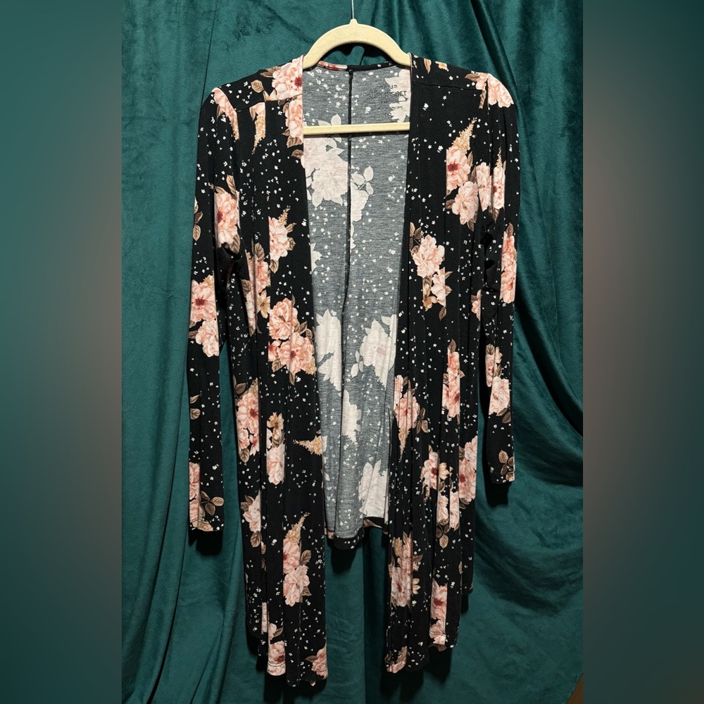 Torrid Black Floral Cardigan